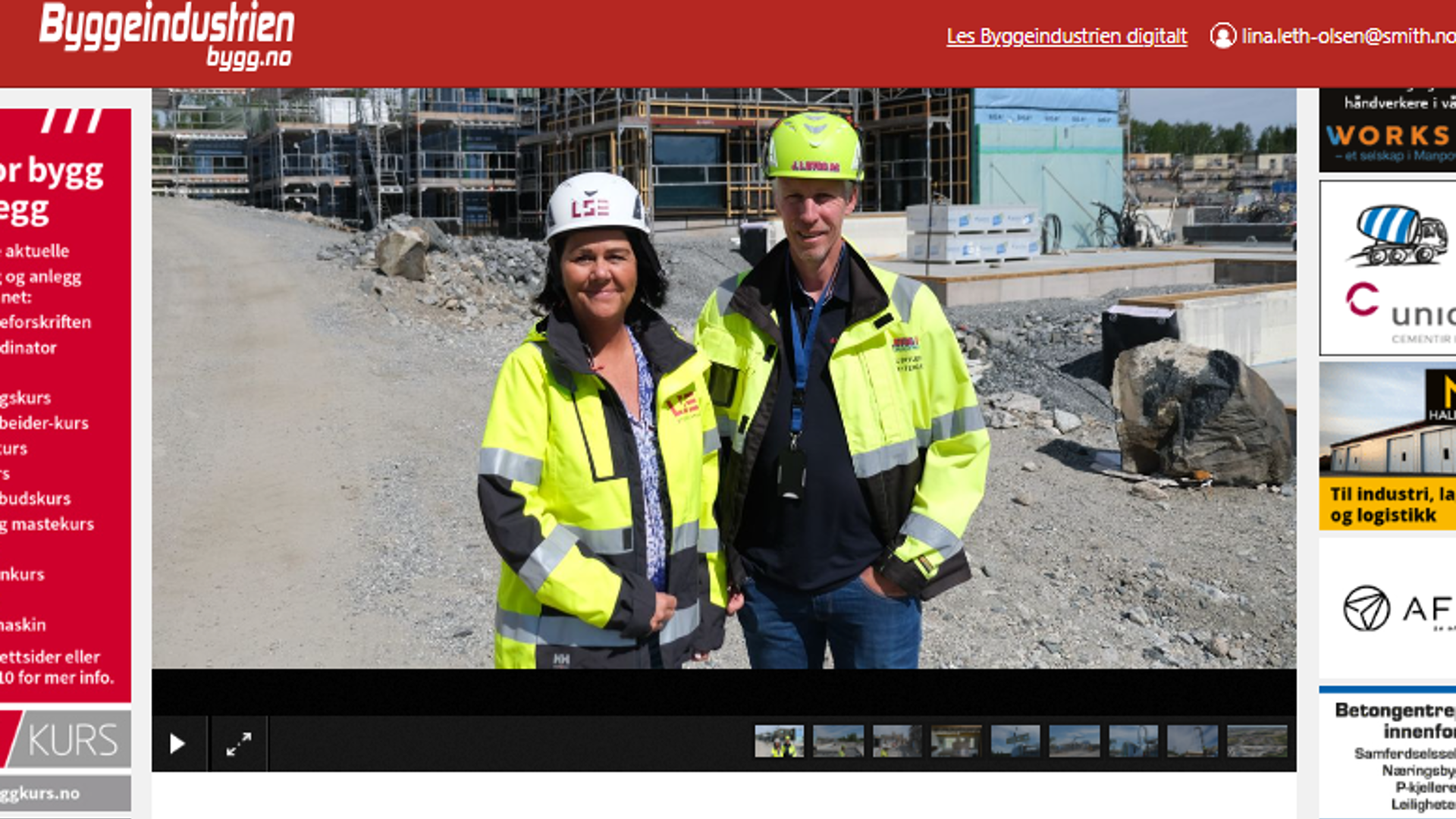 Salgs- og markedssjef i LSE Byggesystemer, Helena Guttormsen, og prosjektleder i J.I. Bygg, Tor Wettergreen. Foto: Skjermdump fra bygg.no